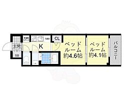 京都市上京区革堂前之町マンション 2Kの間取図画像