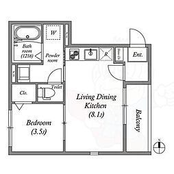 Bloom’s Terrace Nagitsuji 1階1LDKの間取り
