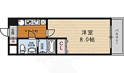 レヴィア七条 6階1Kの間取り