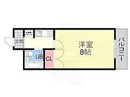 詩仙ハイム2 1階1Kの間取り