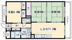 ソフィスタ北山 1階3LDKの間取り