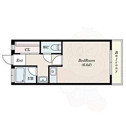 泉涌寺アビタシオン 5階1Kの間取り