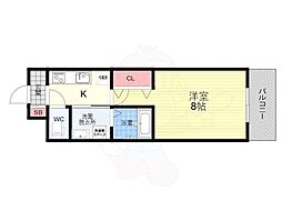 EXCEED御所北 3階1Kの間取り