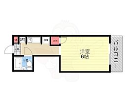 全京都ハウジング壱番館 4階ワンルームの間取り