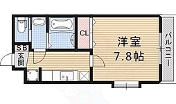 メゾン・アイリス 4階1Kの間取り
