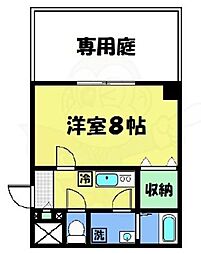 フラッティ千本今出川 1階1Kの間取り