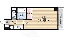 ジュネス二条 3階1Kの間取り
