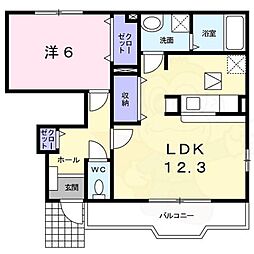 京阪本線 中書島駅 3.6kmの賃貸アパート 1階1LDKの間取り