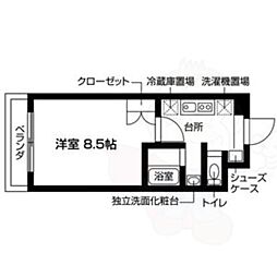 Aburanokoji立花 3階1Kの間取り