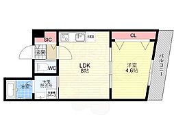 ARCA嵯峨嵐山 2階1LDKの間取り