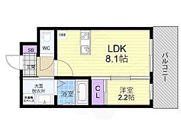 アドバンス京都リエート2 5階1LDKの間取り