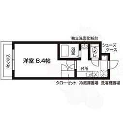 エクセレンス・龍安寺 2階1Kの間取り