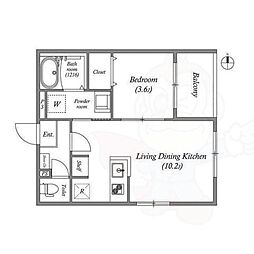 京福電気鉄道北野線 撮影所前駅 徒歩4分の賃貸アパート 1階1LDKの間取り