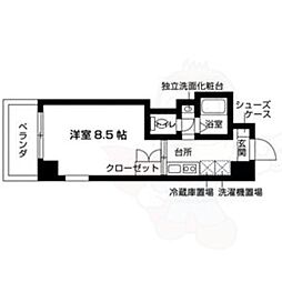 Viola Okura 6階1Kの間取り