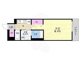 ベラジオ雅び京都洛北ガーデン 3階1Kの間取り