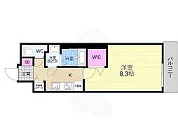 ベラジオ雅び京都洛北ガーデン 5階1Kの間取り