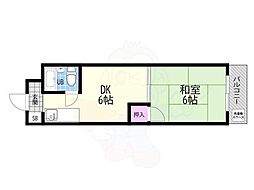 グランディール嵯峨 3階1DKの間取り