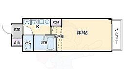 KDXレジデンス西院 2階1Kの間取り