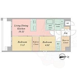 京都市上京区西上善寺町マンション 2LDKの間取図画像