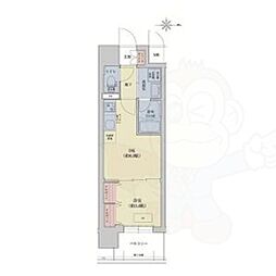 リシュドール梅小路 1DKの間取図画像