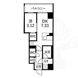 LW京都桜邸 1DKの間取図画像