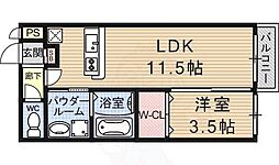 アコード勧修 1LDKの間取図画像