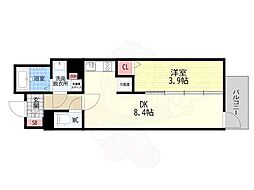 アクアプレイス京都千本丸太町 1DKの間取図画像