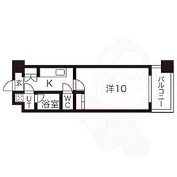 プラネシア星の子山科三条 1Kの間取図画像
