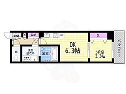 京都市伏見区小栗栖石川町アパート 1DKの間取図画像