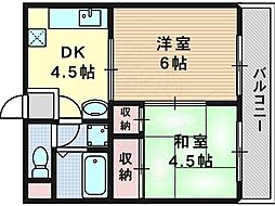 チコーベルメゾン桂 2DKの間取図画像