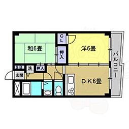 アクエルド金閣寺 2LDKの間取図画像