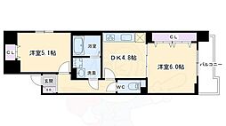 Calm高倉通 2DKの間取図画像