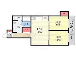 ブランシェ八甲 2LDKの間取図画像