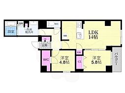 CALM河原町二条 1SLDKの間取図画像