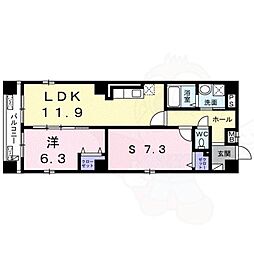 フルール川端 1SLDKの間取図画像