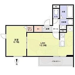 ForestMaison京都北山 WEST 1LDKの間取図画像