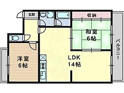 シャンポール蘭 2LDKの間取図画像