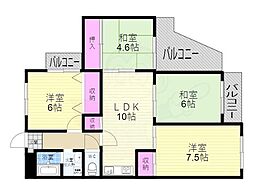 インペリアル京都 3LDKの間取図画像