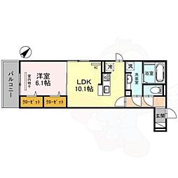 太秦レジデンスE棟 1LDKの間取図画像