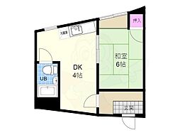 五条グリーンハイツ 1DKの間取図画像