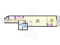 LaFiteSHIMOGAMO 1LDKの間取図画像
