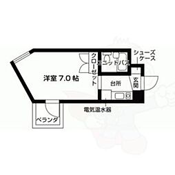 山科SQUARE 1Kの間取図画像