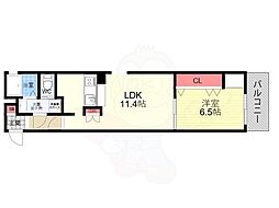 スミレスタ烏丸五条 1LDKの間取図画像