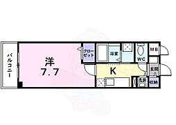 シャルマン御池 1Kの間取図画像