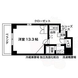 With京Seasons 1Kの間取図画像