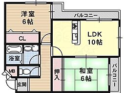 メゾン・プルミエール桂 2LDKの間取図画像