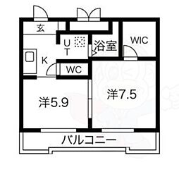 サンガーデン・山科 2Kの間取図画像
