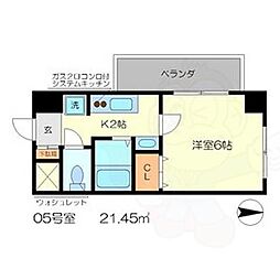 UnCastello西院 1Kの間取図画像