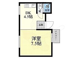 グランタック東山 1Kの間取図画像
