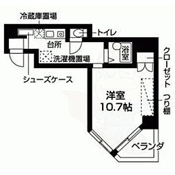 エスポワール京都 1Kの間取図画像